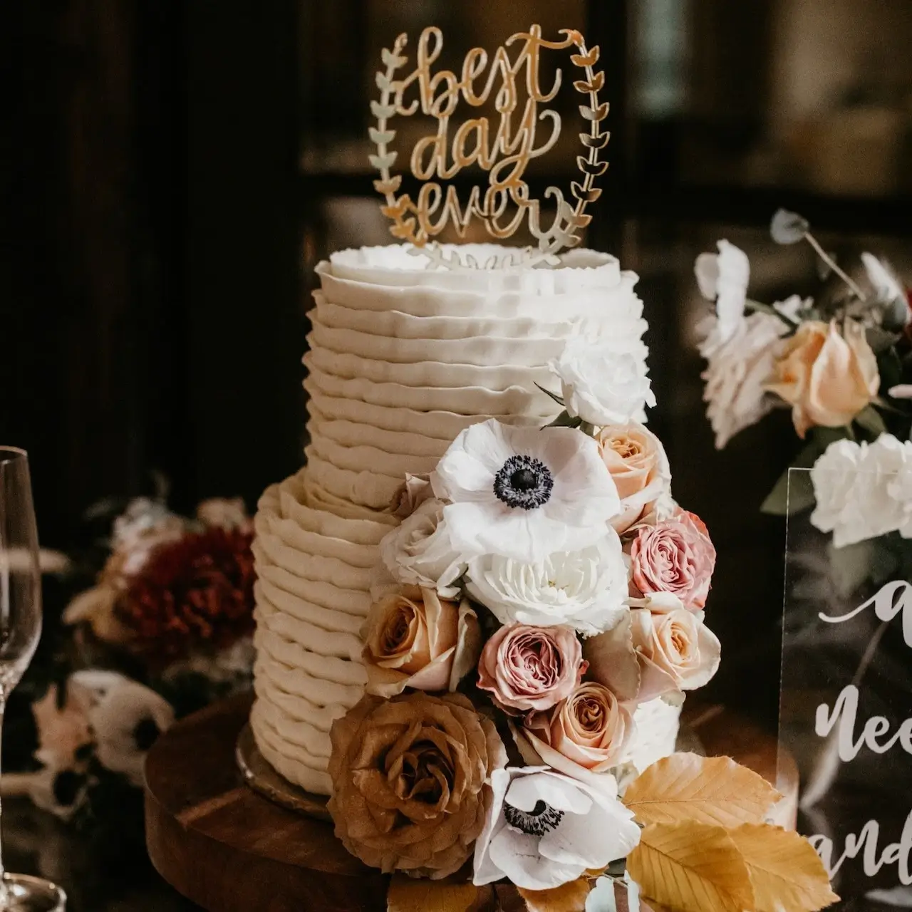 Wedding cake with ruffles